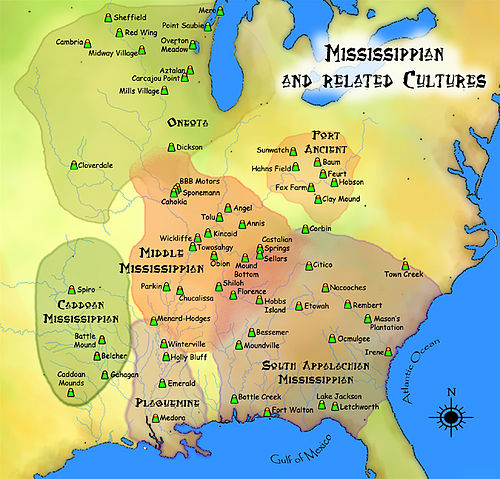 Map of the trade network of Mississippian civilization