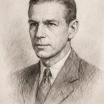 Pencil drawing of Alger Hiss.