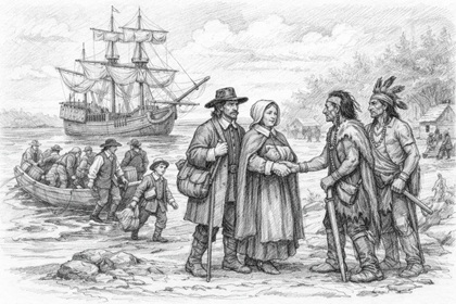 Settlers arriving in Pennsylvania on the ship Friend's Adventure