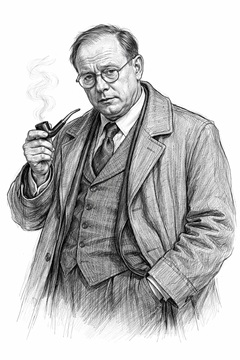 Pencil drawing of George Smiley