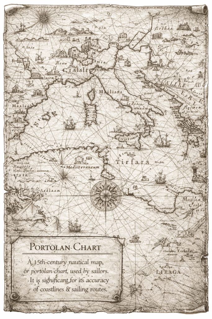 Portolan chart. These were used by sailors during the European age of exploration in the 14th and 15th centuries and were a key technology in the age of exploration.