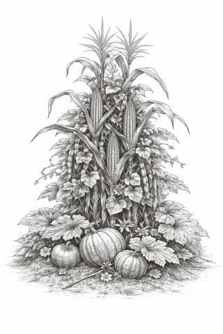 3 Sisters of maize, beans, and squash