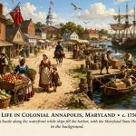 Depiction of colonial life in Annapolis, Maryland