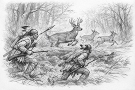 Eastern Woodlands hunters pursuing whitetail deer