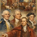 Montage of colonial assembly halls and leaders