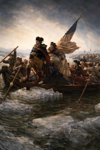 George Washington crossing the Delaware River.
