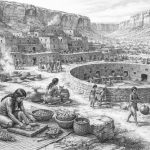 Drawing of ancient people who lived in Chaco Canyon