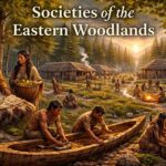 Eastern Woodlands village at sunset