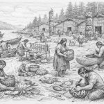 Daily Life of People in a village of the Pacific coast of North America