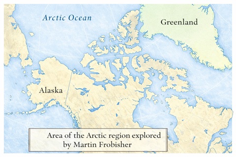 Map showing area explored by Martin Frobisher