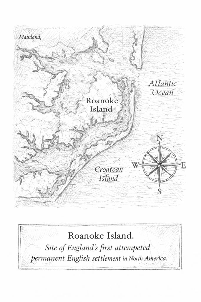 Vintage style map of Roanoke Island