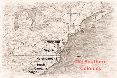 Map depicting the Southern Colonies