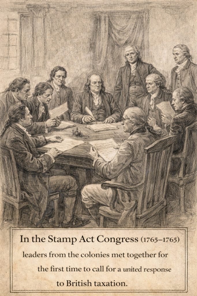 Artist's depiction of the Stamp Act Congress