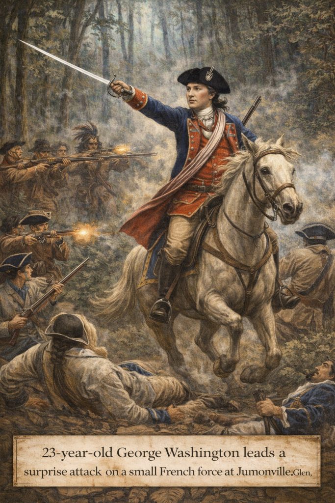 George Washington leading the charge during battle