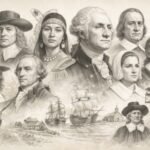 A montage leaders from the 13 colonies