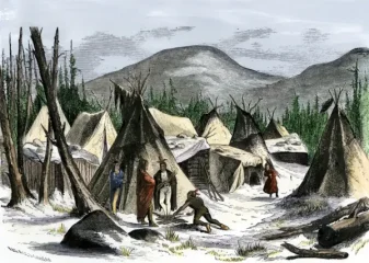 Native village, indicative of the diverse population of North America on the eve of European contact