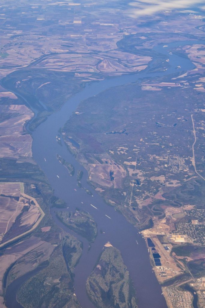Aerial image of a river and its tributaries