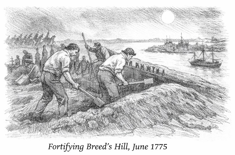 Colonists fortify Breed's Hill