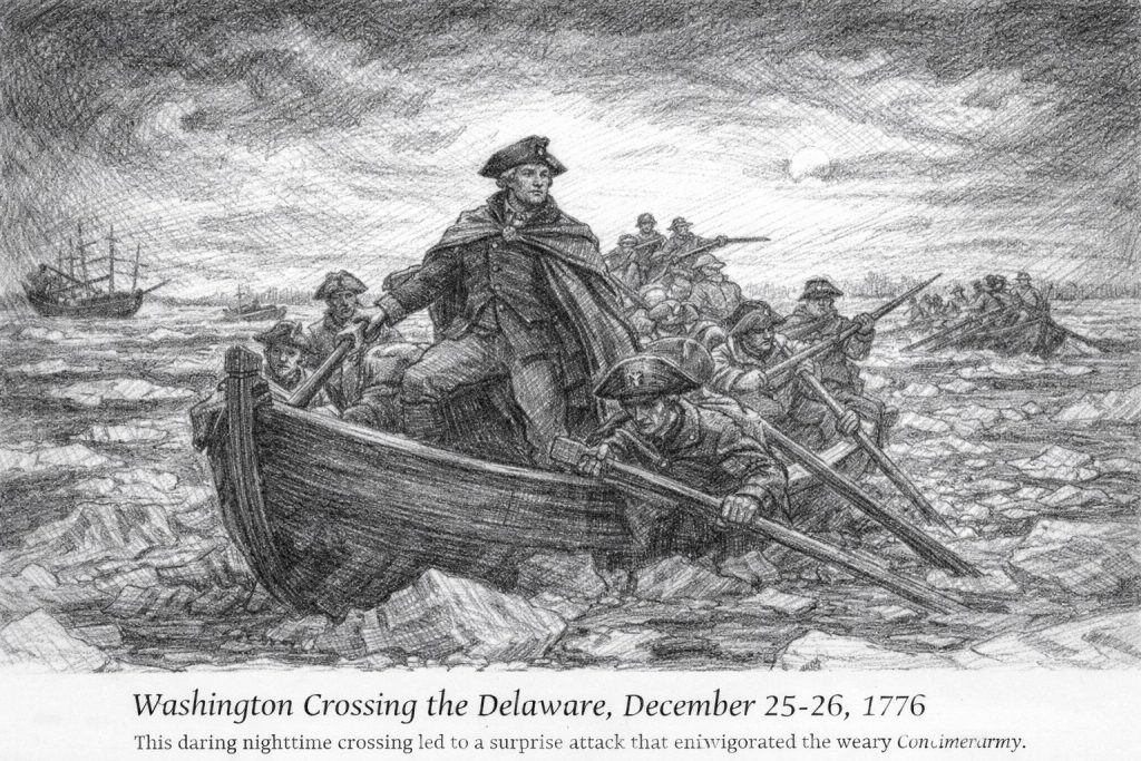 Washington crosses the Delaware River